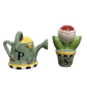 Mary Engelbreit Salt &‎ Pepper Shakers Watering Can & Flower Spring Summer
